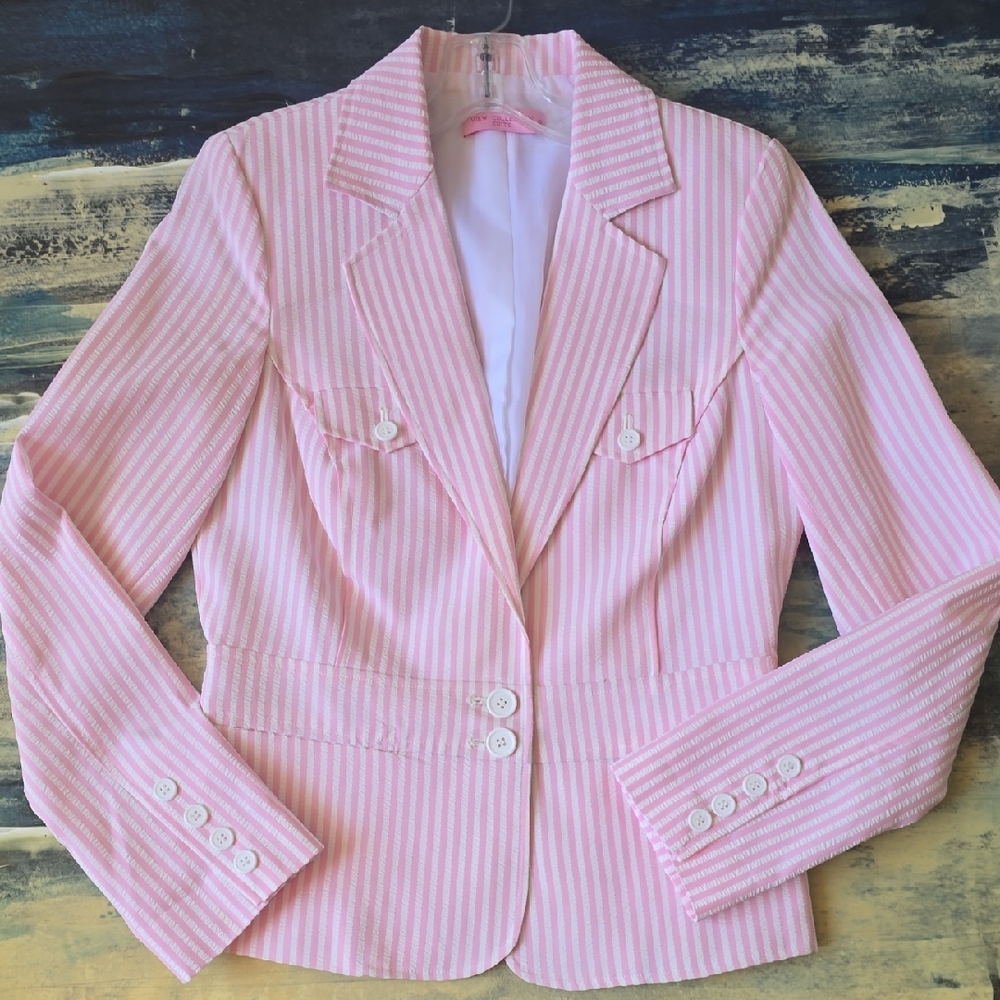 Preview Collection Pink Blazer with Notched Lapels, 6